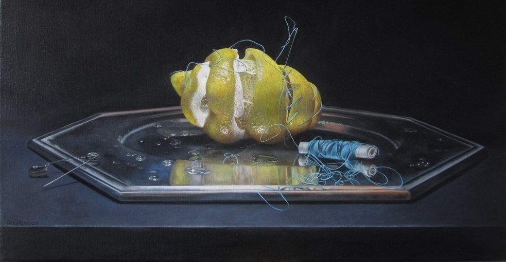 Needle and the Damage, 2013 – Still life oil painting on canvas, 35 x 51 cm – Ginny Page